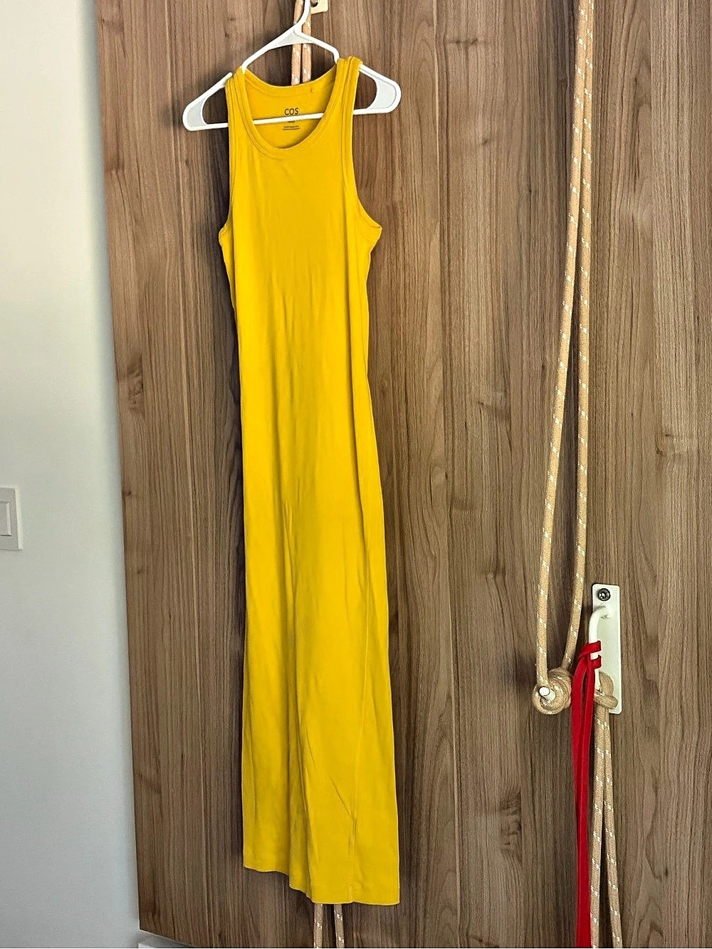 COS Ribbed maxi Dress Yellow Small
